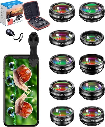 APEXEL Phone Camera Lens Kit with Macro Lens for iphone 12 pro+Telephoto/Wide A
