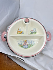 Chrome Plated Vintage Little Bo Peep Baby Dish Child Food Warmer Bartsch Mfg