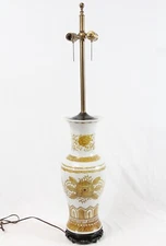 Norman Perry Tall Painted Porcelain Vase 60’s Vintage Table Lamp Asian Floral