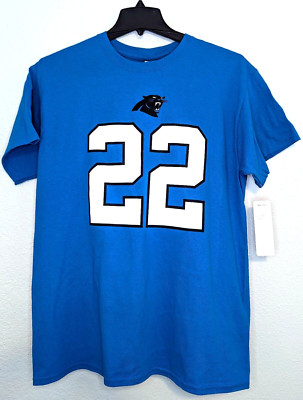 NFL Team Apparel Carolina Panthers #22 McCaffrey T-Shirt Blue/White Size Large