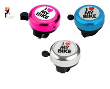 I Love My Bike Bicycle Bell - Loud Safety Horn for Kids & Adults, Silver