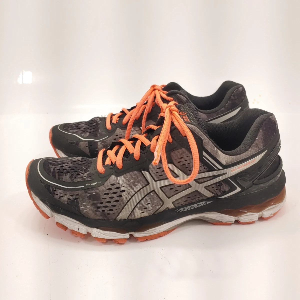 Asics Gel Kayano 22 Womens Size 9 T597N Gray Carbon Neon Orange