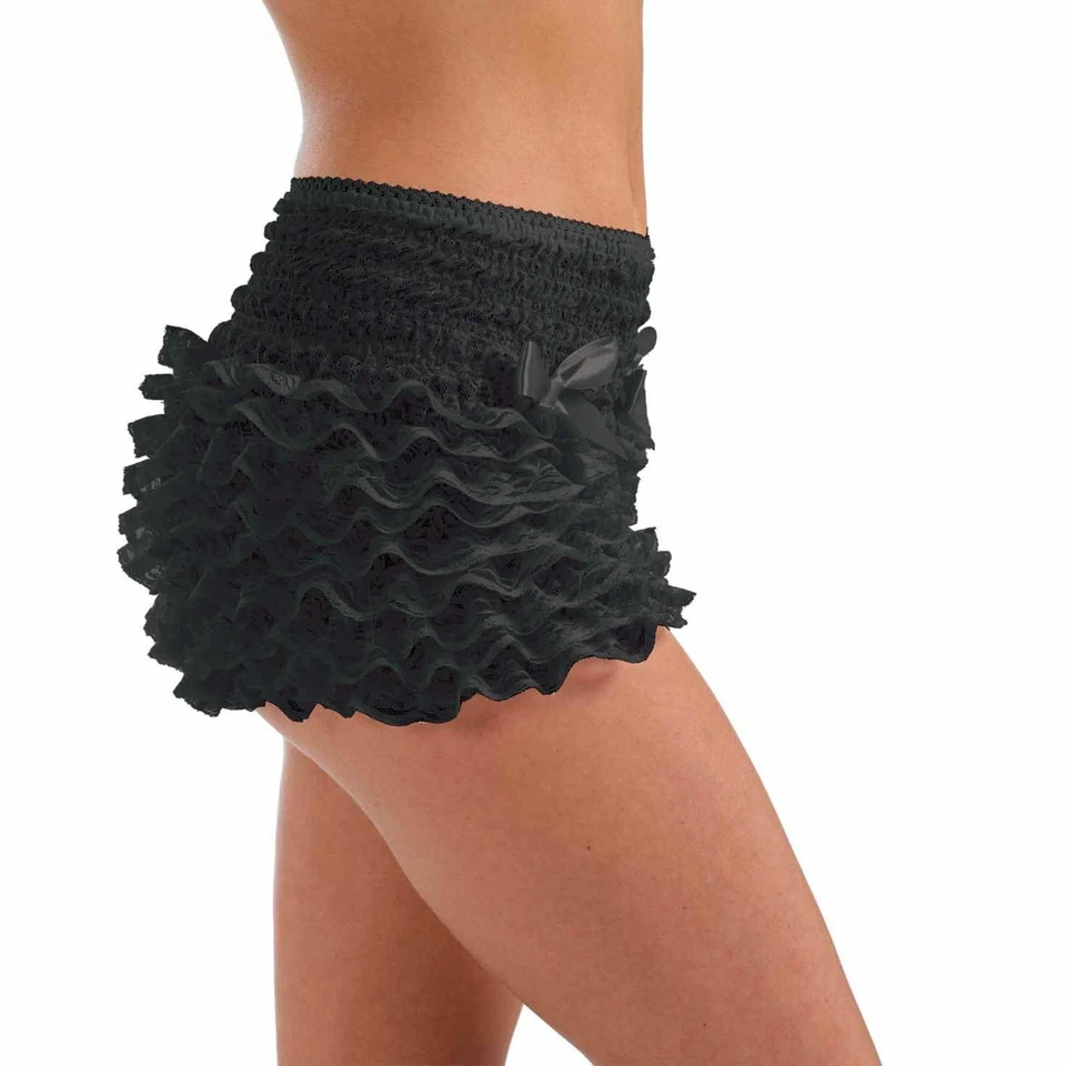 Mujer Pantalones Cortos con Volantes Negros Adulto Burlesque Volantes Para Elegante Vestido Disfraz Foto 2 de 3