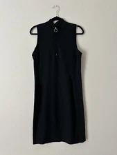 Lauren Ralph Lauren Woman’s Black Dress Mini Stretch Sheath Sleeveless 3/4 Zip