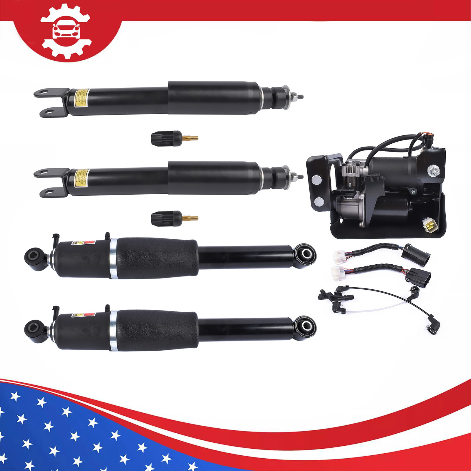 5x Front Rear Air Suspension Shock & Compressor For Cadillac Escalade GMC Yukon