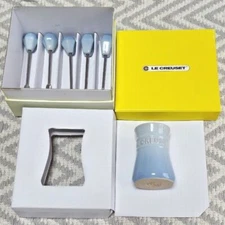 Le Creuset Food Pick & Small Jar Set Pastel Coastal Blue Stoneware
