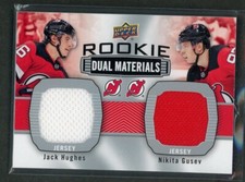 2019-20 Upper Deck Rookie Dual Materials Jersey Jack Hughes /Nikita Gusev *18386