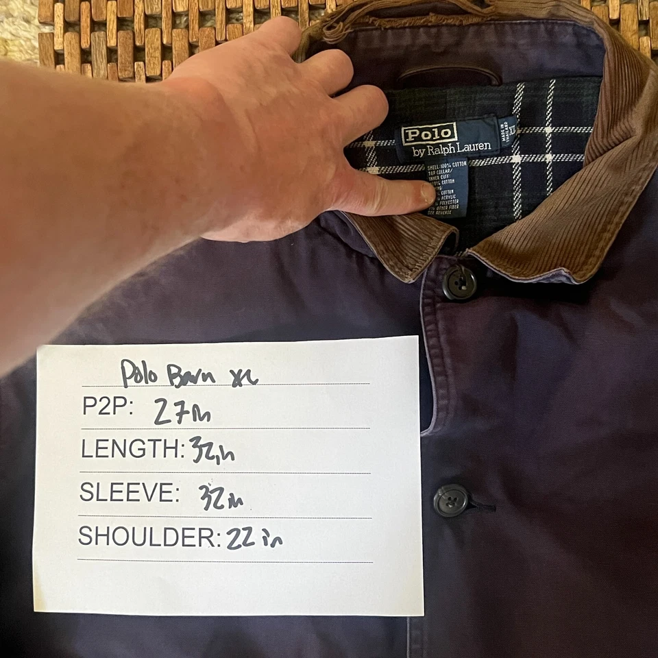 Винтажный Polo Ralph Lauren выцветший синий фланели с подкладкой холст амбара куртка XL VTG - Изображение 3 из 3