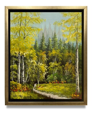 Hungryartist -Original Oil Painting of Forest on Canvas 8x10 Framed