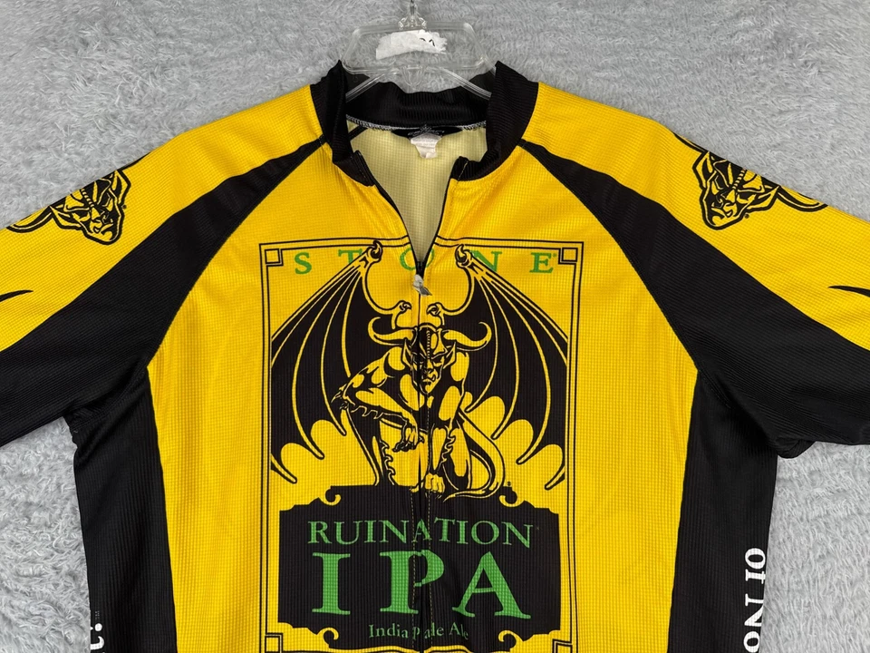 Camiseta deportiva de ciclismo Canari vintage para hombre grande amarilla negra piedra ruina IPA Foto 4 de 4