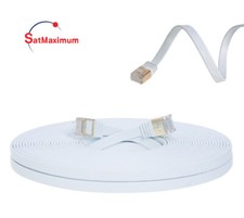 CAT7 Ultra Slim Flat SFTP Ethernet Patch Cable 10Gbps LAN Network Cord White Lot