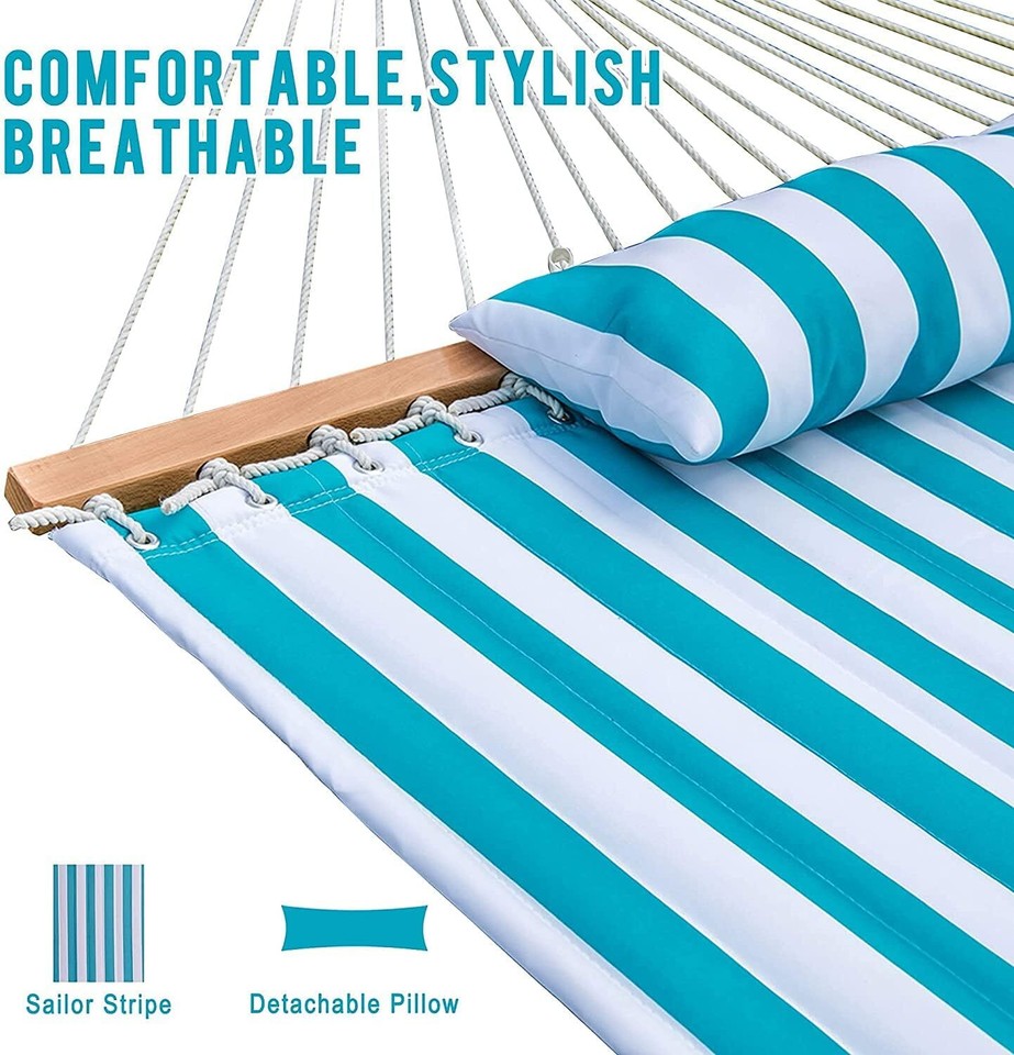 New Double Hammock Pillow Top Hammock Sleeping Bed Camping Bunk Hammock