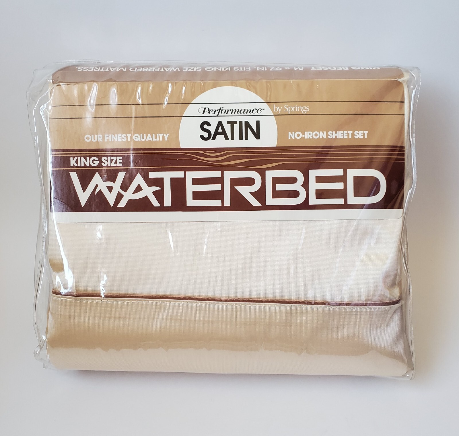 Performance SATIN by Springs Gold Waterbed KING Sheet set Vintage 1970