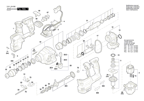Bosch Ersatzteile für GBH 18V-22 Akku Bohrhammer - Bild 1 von 122