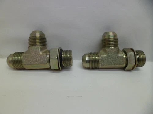 PARKER HANNIFIN 8-R50X-S HYDRAULIC FITTING TEE 37 X 37 X 1/2 JIC. LOT OF 2 NOS