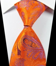 NEW LUXURY PAISLEY ORANGE PURPLE JACQUARD WOVEN 100 SILK MEN'S TIE NECKTIE