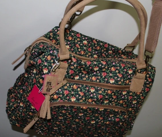NUEVO 1 pieza Gigi Hill Gia & Dani Denim Cuero Borde Bolso de Lona Annalise Floral Kiss Foto 2 de 4