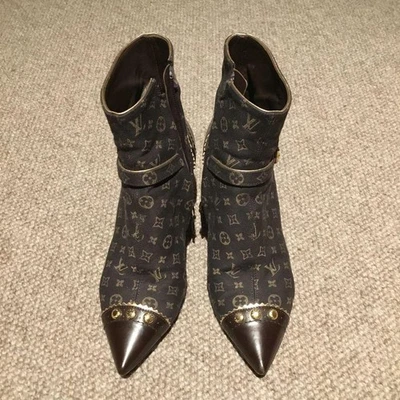LOUIS VUITTON Bottes Courtes Monogramme 36 Marron Femme - Photo 1/4