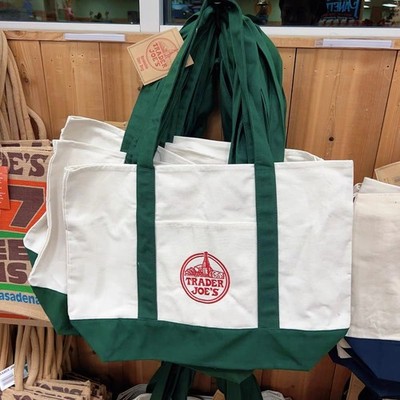Trader Joe s Canvas Large Green Shopping Bag Limited  Tote  New W/Tags US STOCK