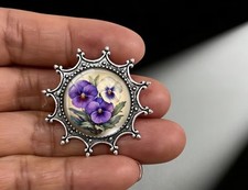 Wundersch&ouml;ne Vintage Brosche Anstecknadel Antik Silber-Look Blumen Neu