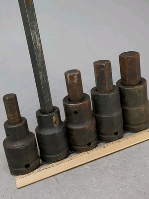 Armstrong 5 Pc XL Impact Hex Bit Socket Set 3/4'' Drive Rail SAE USA 9/16 To 1''