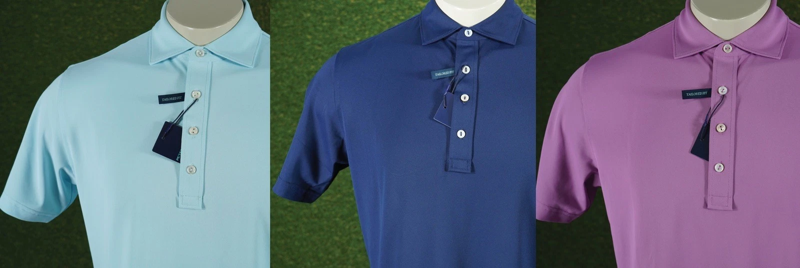 (3) Peter Millar Soul Performance Mesh Golf Polos Shirts Navy Aqua Valencia MED