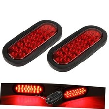 2Pcs 6" Oval Trailer Tail Lights - Red LED Brake Lights for Trucks, 2 Red