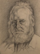 1918 Original charcoal drawing Portrait of man signed by Edward Ridley 1883-1946