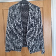 Ladies M&S Black White Jacket Blazer Size 10 Smart Office Shacket Fitted Coat