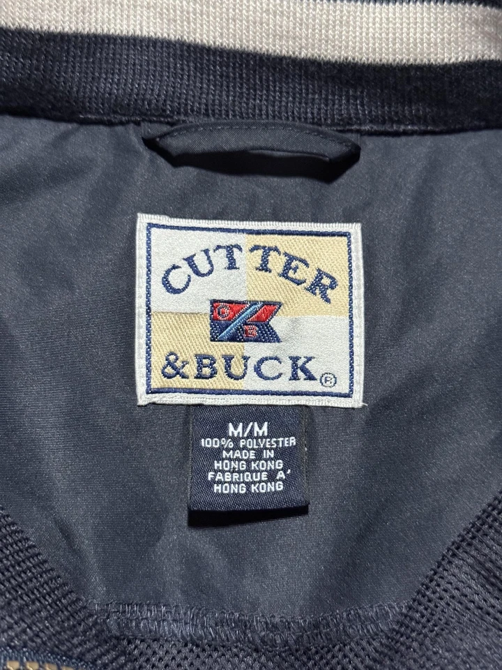 Cutter & Buck Jacket Mens Medium Navy Quarter Zip Windbreaker Pullover Flag Golf - Image 3 of 4
