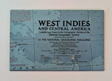 Vintage National Geographic Map: West Indies And Central America, January 1970