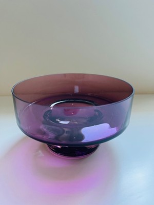 Mid-Century Modern Amethyst Purple Glass Bowl   Scandinavian Style   Mint Condit