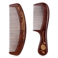 2 PCS Wooden Hair Comb Wooden Comb for Women Sandalwood Fine Tooth Natural Wo...
