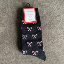 Club Room Holiday 2 Pack Crew Socks Candy Cane Black Red One Size
