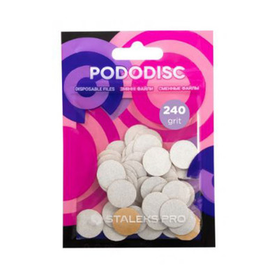 Abrasive discs for pedicure disc «Pododisc», S, white, grit 240, 50 pcs Staleks