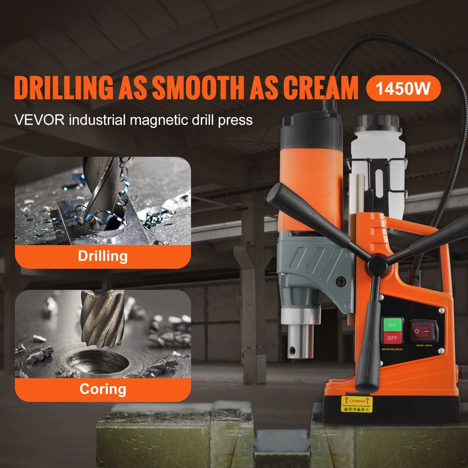VEVOR Perceuse Magnétique Perceuse à Colonne Portable 1450 W 12500 N 850 tr/min - Photo 2/4