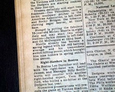 Best MICKEY MANTLE New York Yankees Legend MLB Baseball Debut 1951 NYC Newspaper