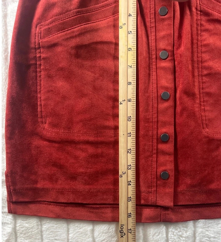 BCBG Maxazria Mora Falda Mujer M Rojo Tandoori Especias Botón Frontal Mini Forrada Foto 4 de 4