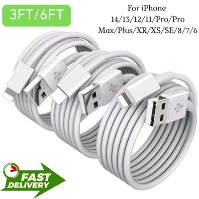 USB Fast Charger Cable 3Ft 6Ft Cord For iPhone 14 13 12 11 Pro XS XR X 8 7 6 Lot