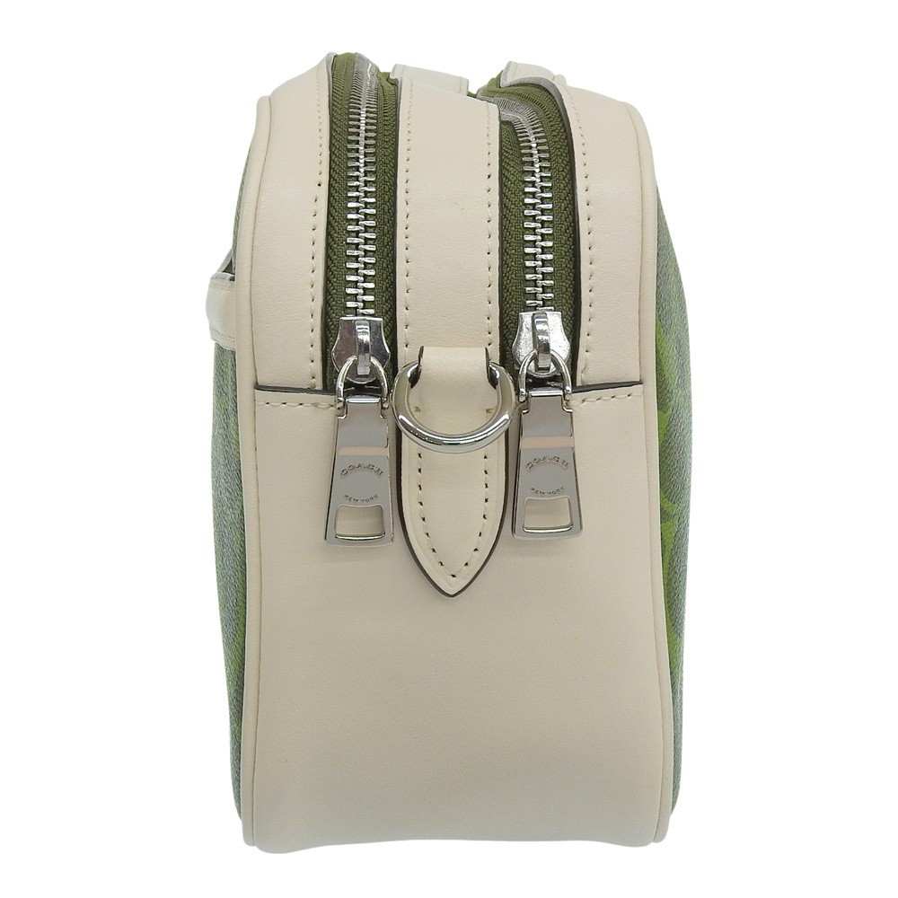 Good condition COACH Leather PVC Signature Shoulder Bag Women s Green Off White thumbnail 4