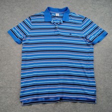 Brooks Brothers Polo Shirt Mens 2XL Blue Multicolor Stripe 1818 Performance Slim