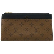 Louis Vuitton Monogram Reverse Slim Purse Long Wallet LV Brown M80390 Rank AB