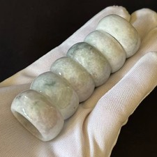 Burmese Natural Jade Jadeite Wide-Band Rings, Width 13 mm