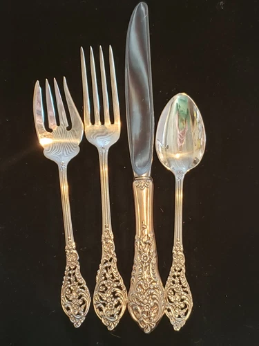 REED BARTON FLORENTINE LACE 4 PC PLACE SETTING STERLING SILVER FLATWARE
