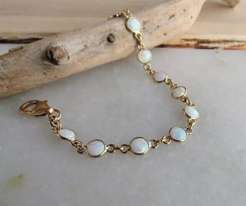 Oval Cut Simulated Fire Opal Women's Gorgeous Bracelet In 14k Yellow Gold Plated - Picture 4 of 5