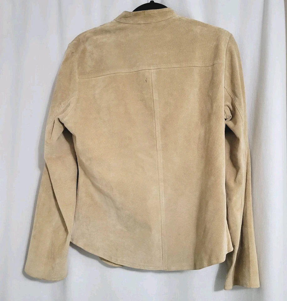 Revue Suede Jacket Y2K Country Womens Size 6 Embroidered Tan Lined Button Up 90s - Image 2 of 4