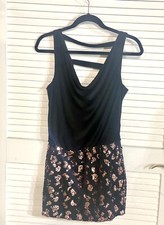 As You Wish Dress Black Cocktail Size S Sequin Mini Skirt Women