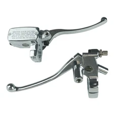 Chrome 1" 25mm Left Clutch Lever Right Hydraulic Brake Master Cylinder Lever