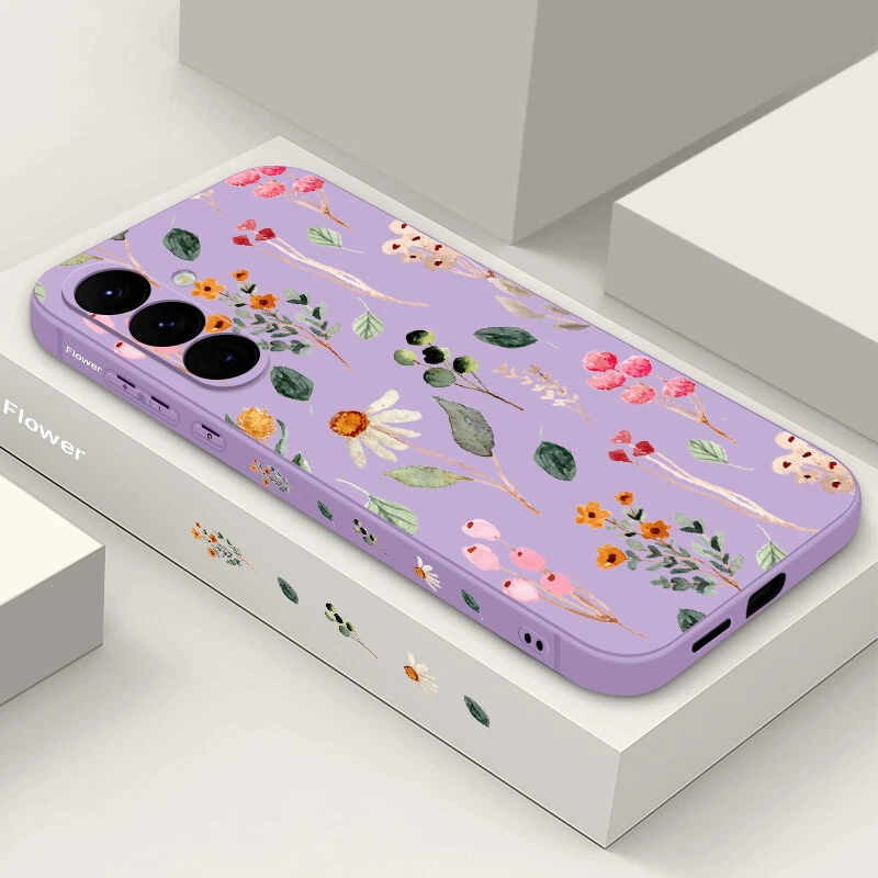 Phone Case For Samsung S25 S24 FE S23 Ultra A55 A15 Flower ShockProof Slim Cover