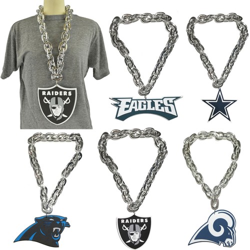 Buy New NFL PICK YOUR TEAM Silver Fanchain Jumbo Big Chain Necklace Foam Made in USA Online at